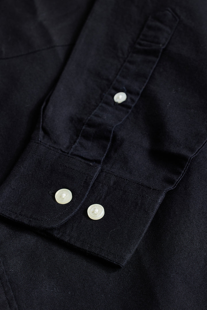 Black Solid Oxford Shirt