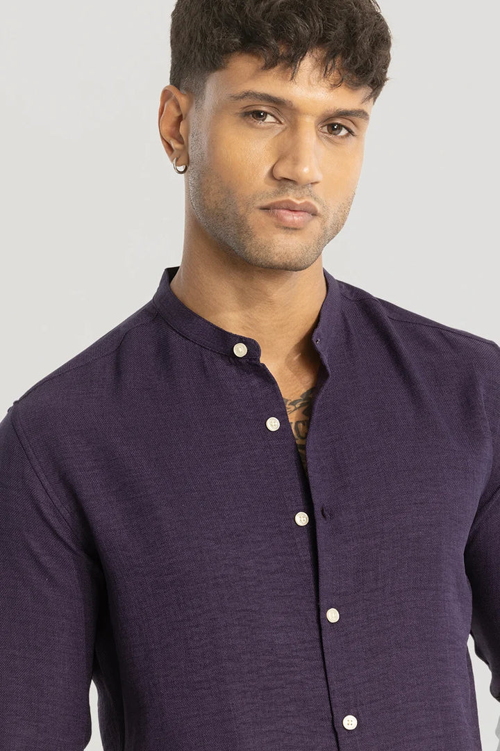 Purple Plain Mandarin Shirt