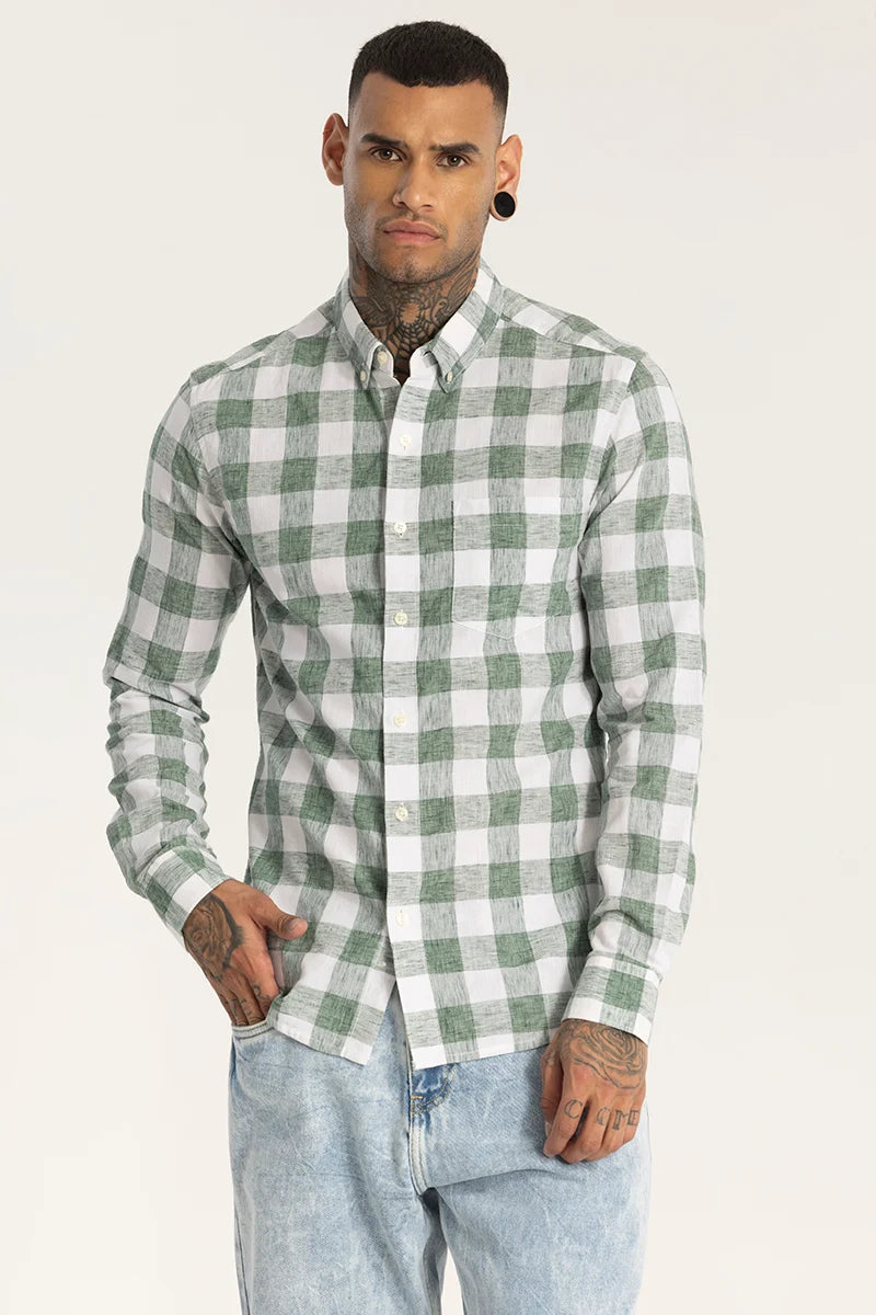 Green Checks Linen shirt