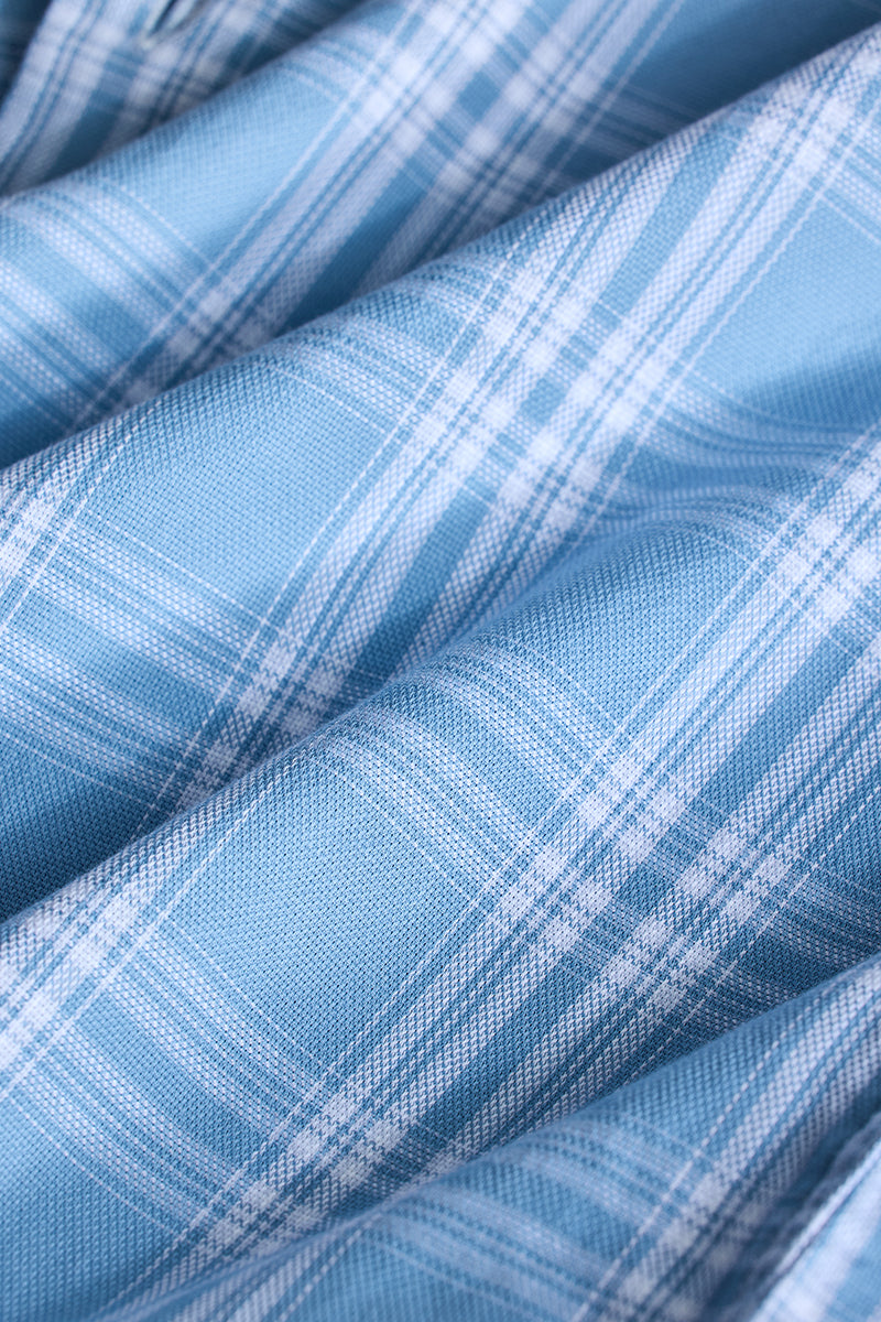 Light Blue Checks Slim Fit Shirt