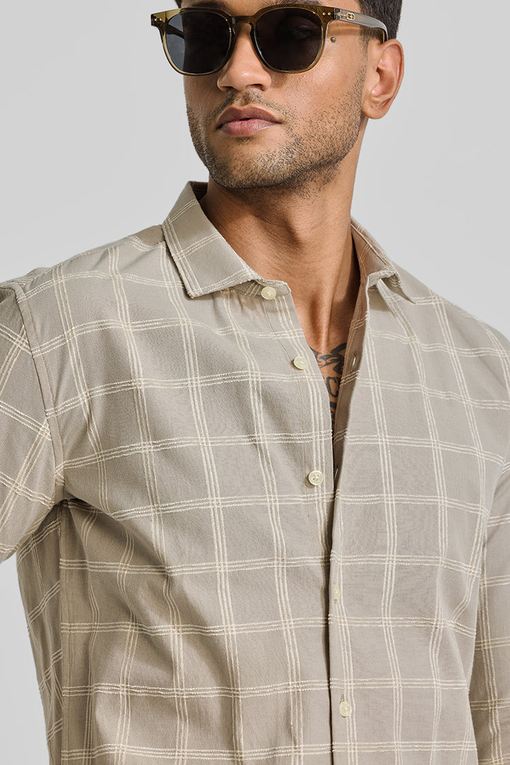 Cream Checks Slim Fit Shirt