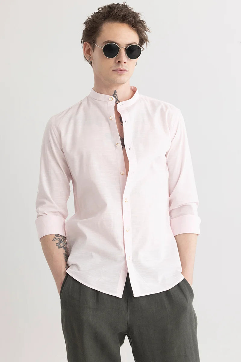 Mandarique Pink Linen Blend Shirt