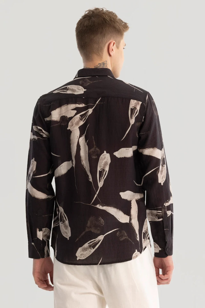 Black Textured Abstract Shirt