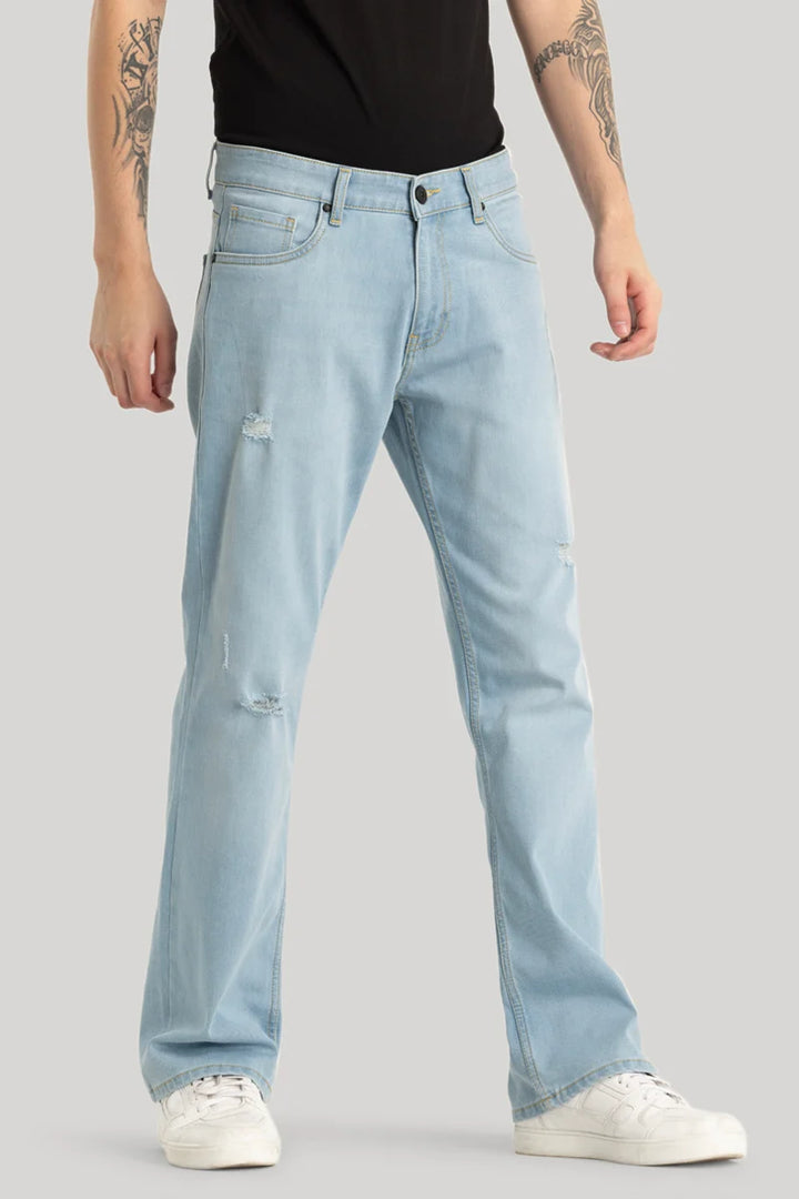 Light Blue Distressed Bootcut Jeans