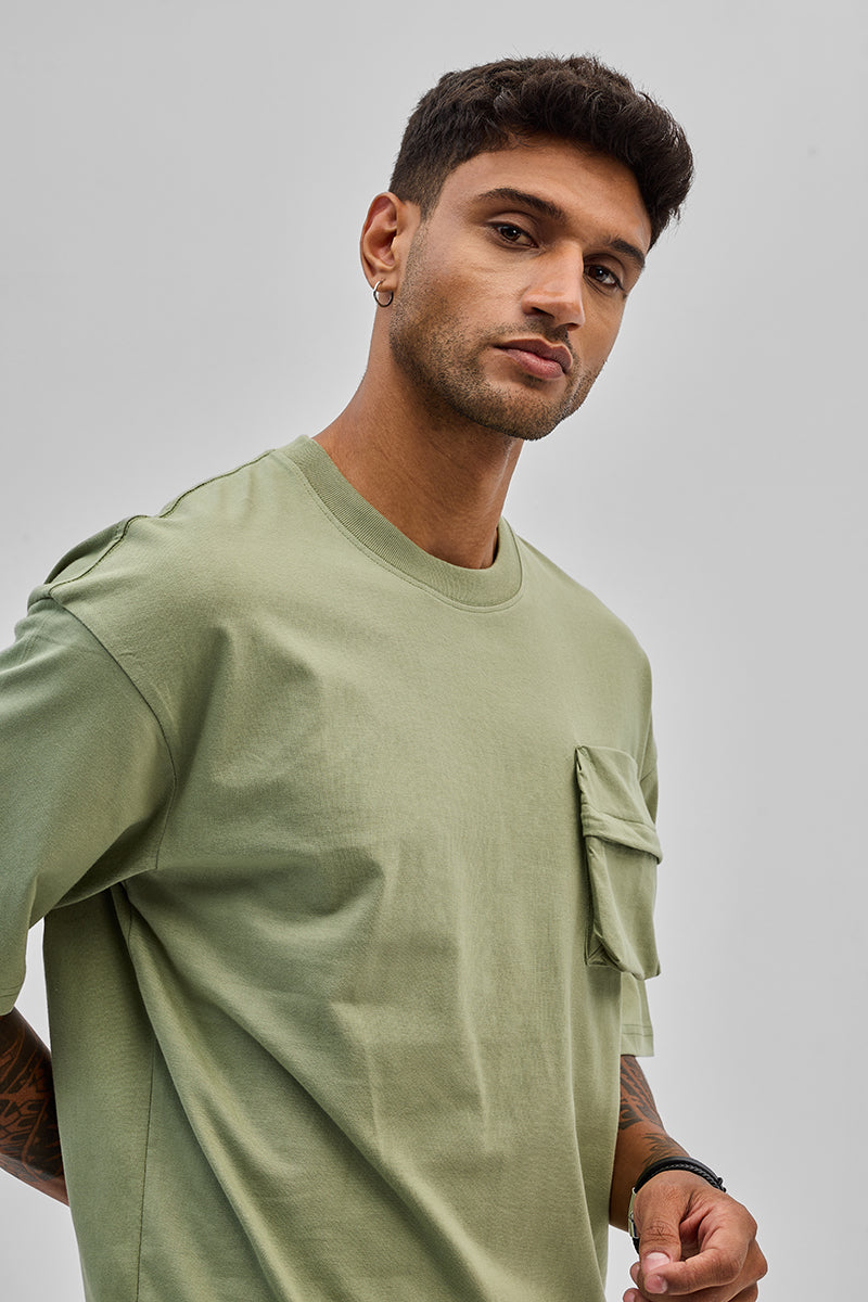 Sage Utility Pocket Oversized T-Shirt