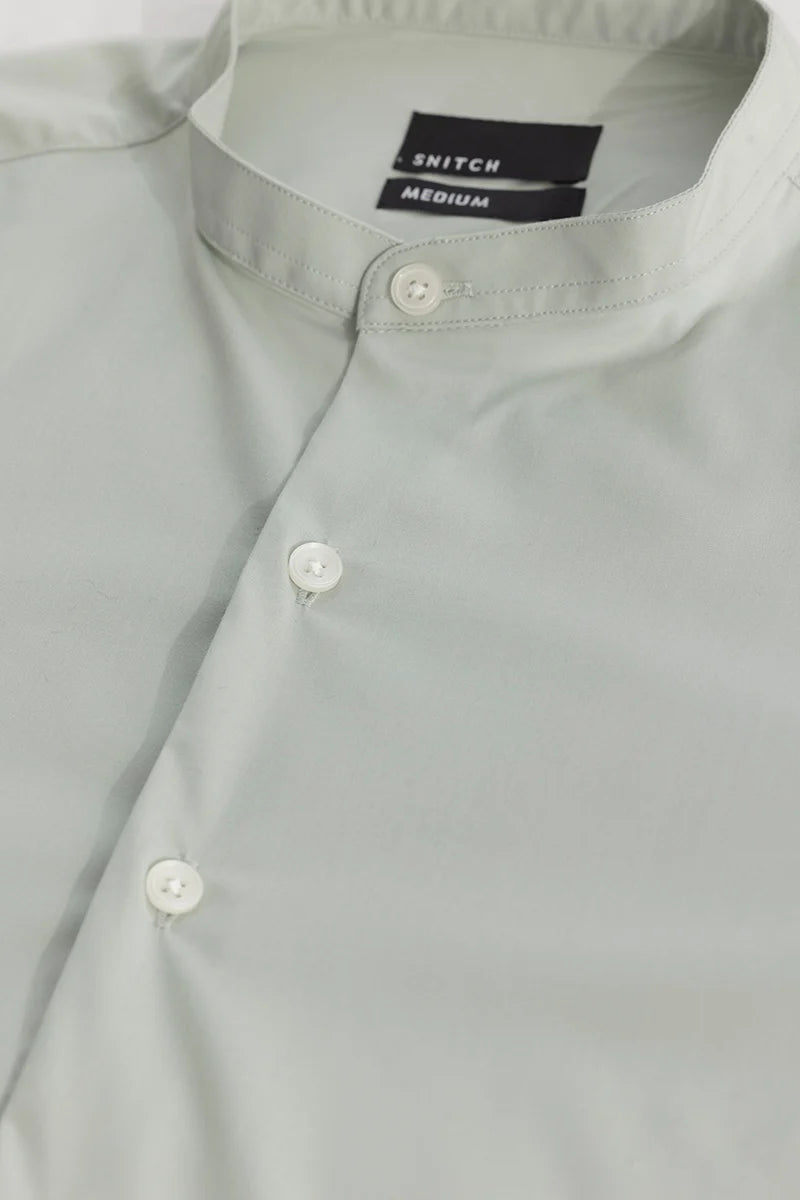 Grey Plain Mandarin Shirt