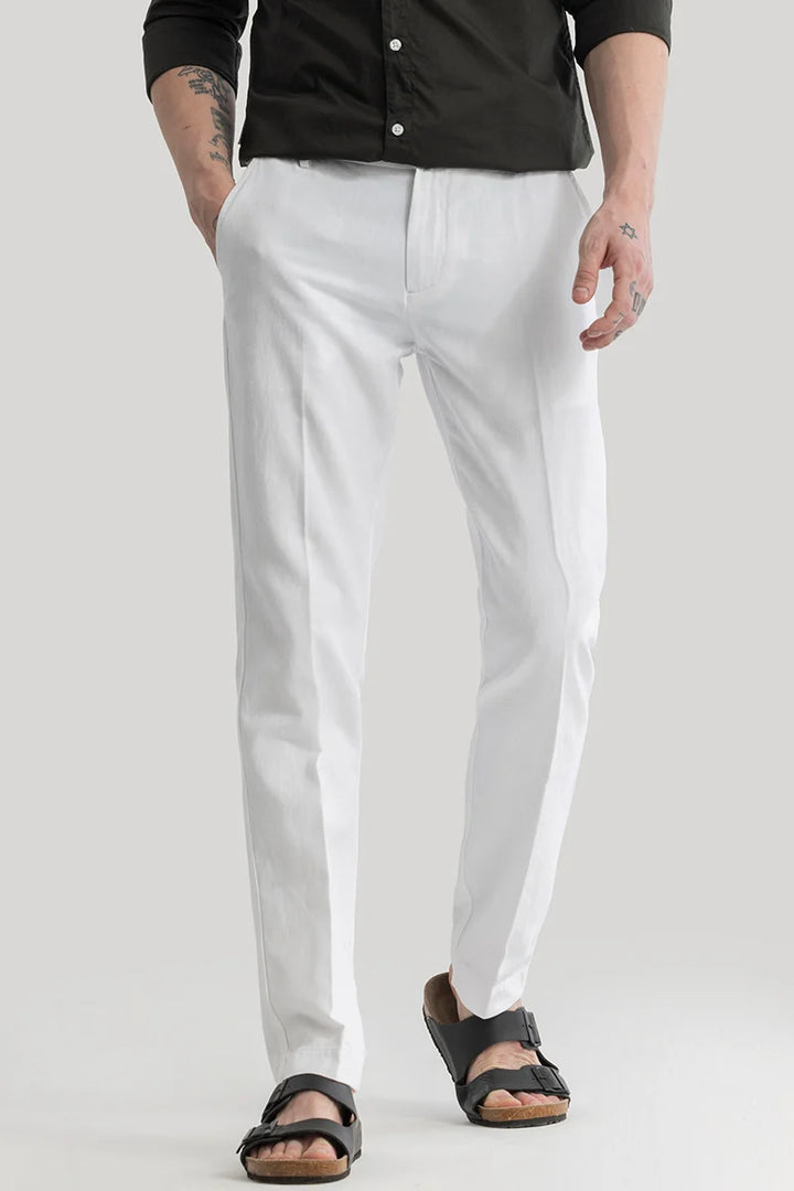 Mads White Plain Irish Linen Trousers