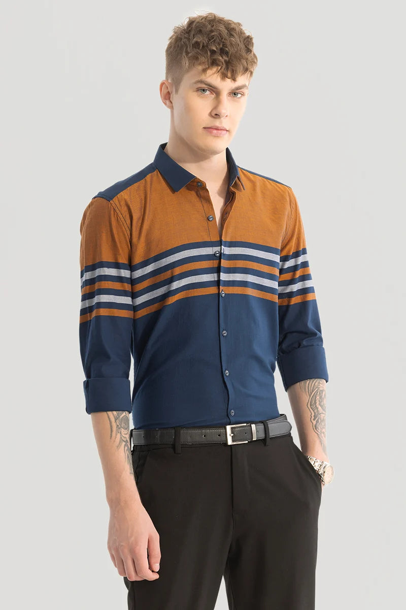 Navy Stripes Slim Fit Shirt