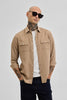 Beige Double Pocket Linen Blend Shirt