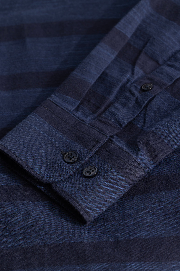 Navy Slim Fit Stripes Shirt