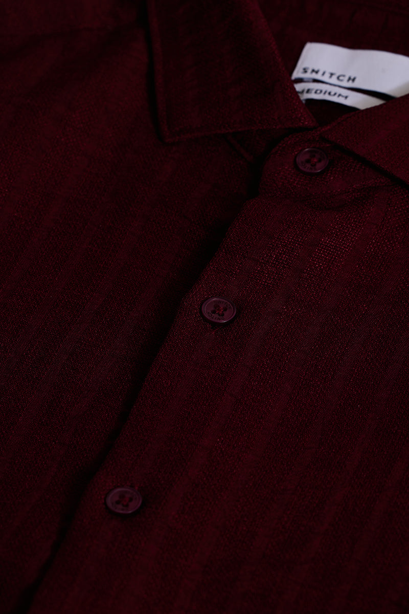 Maroon Self-Striped Shirt