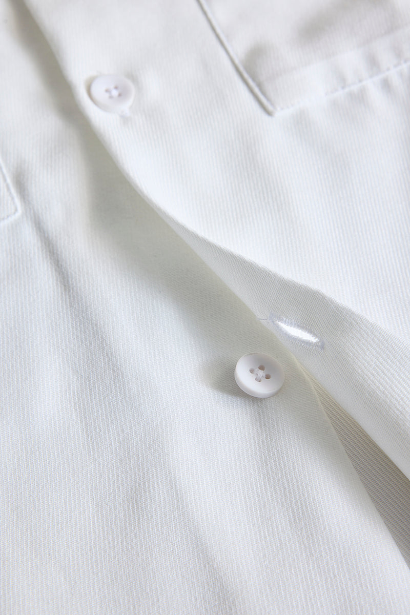 White Double Pocket Overshirt