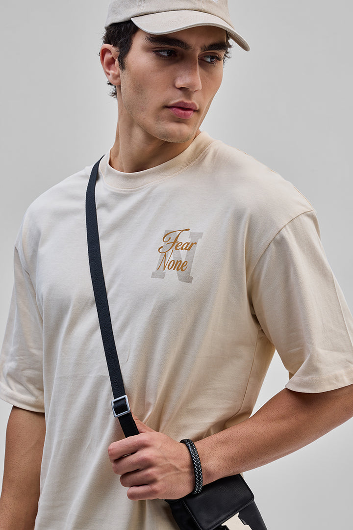 Fear None Beige Oversized T-Shirt