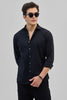 Black Slim Fit Stripes Shirt