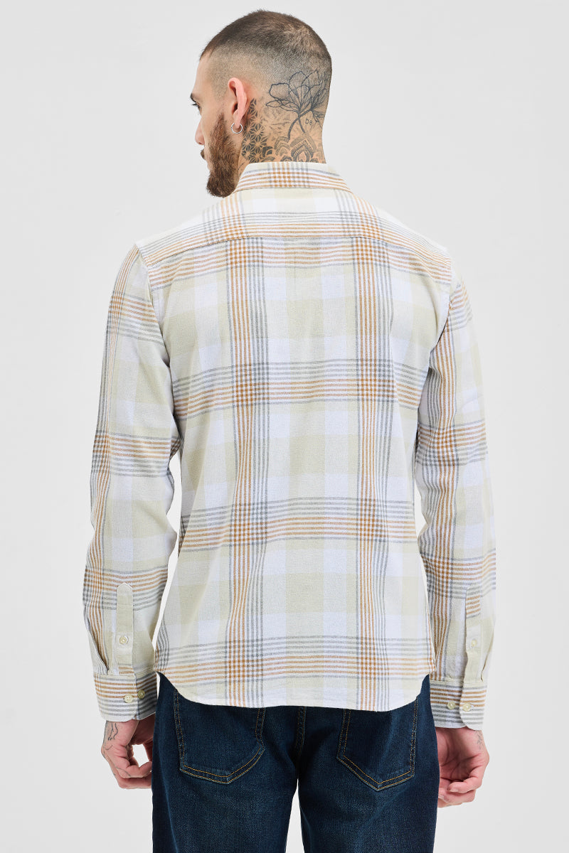 Beige Checks Slim Fit Shirt