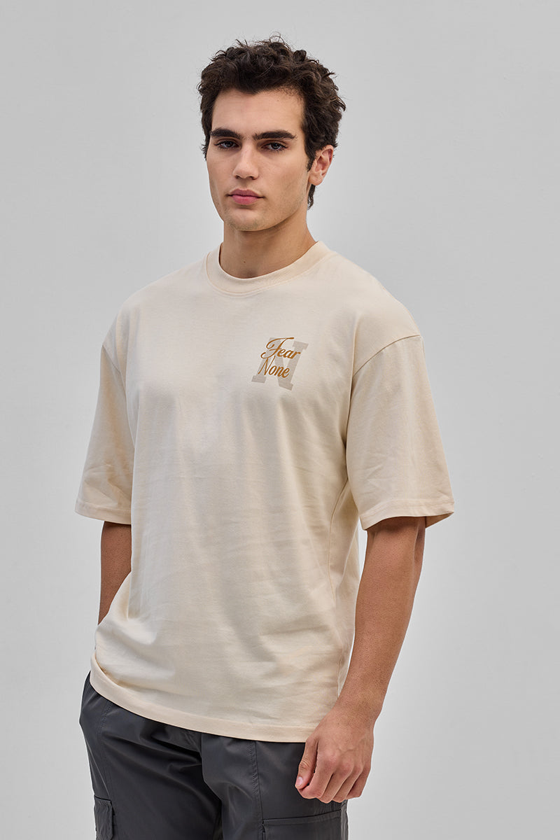 Fear None Beige Oversized T-Shirt