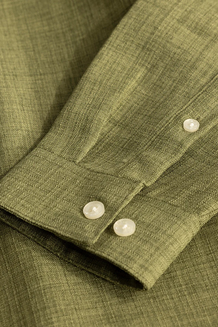 Green Mandarin Linen Shirt