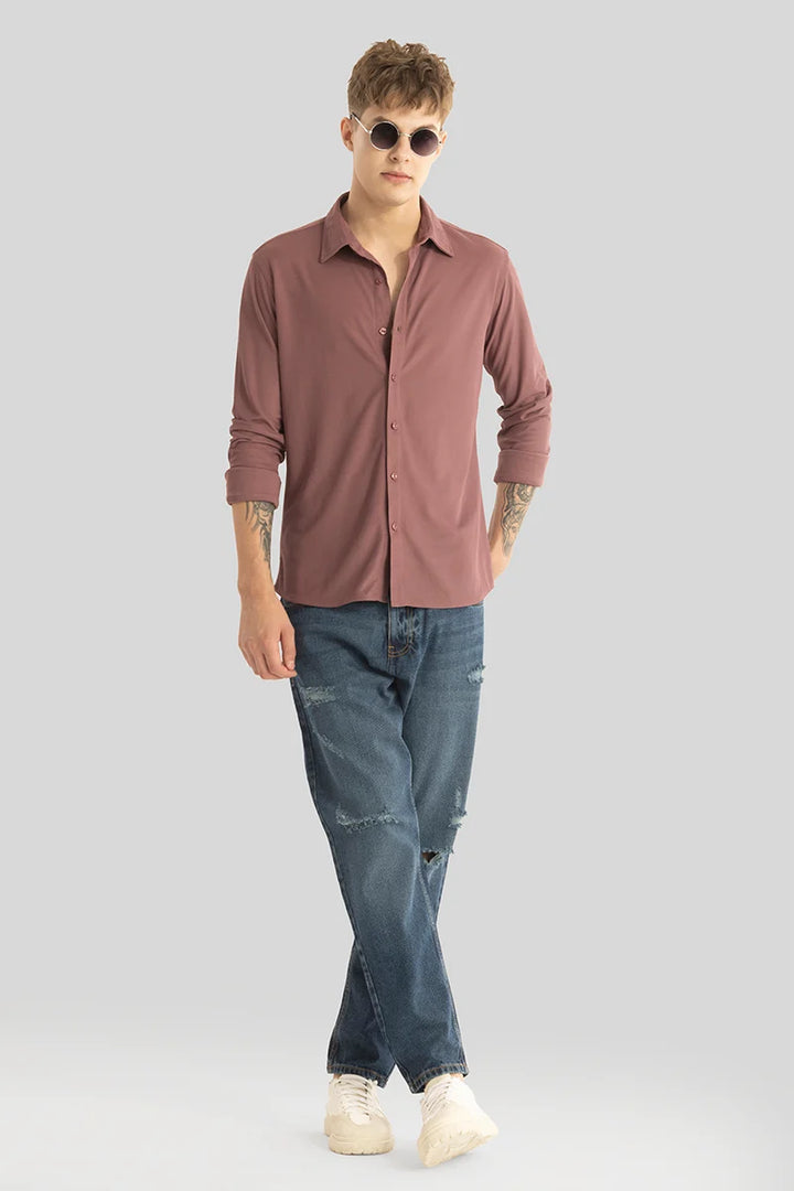 Carmine Mauve Knitted Shirt