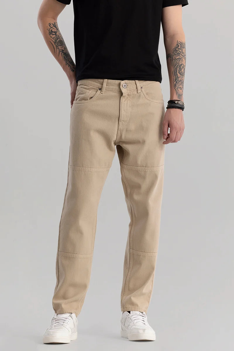 Trendstitch Beige Baggy Fit Jeans