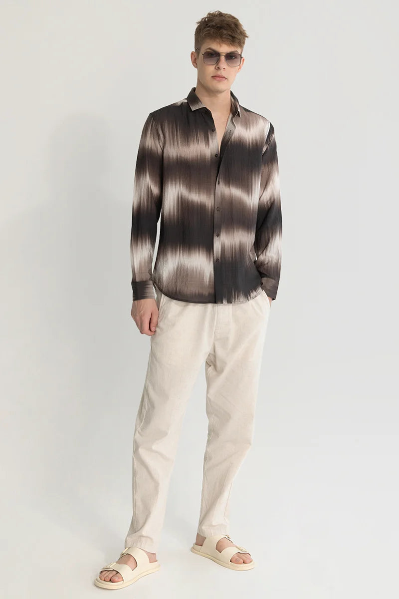 Dark Brown Textured Abstract Shirt