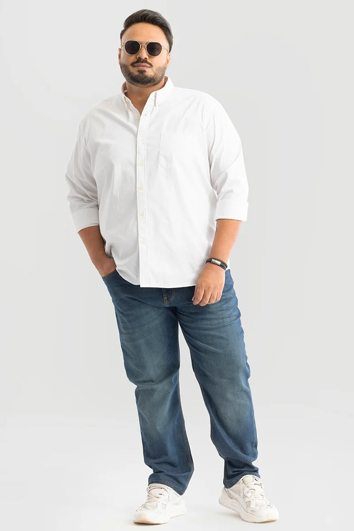 Marco Oxford White Plain Plus Size Shirt