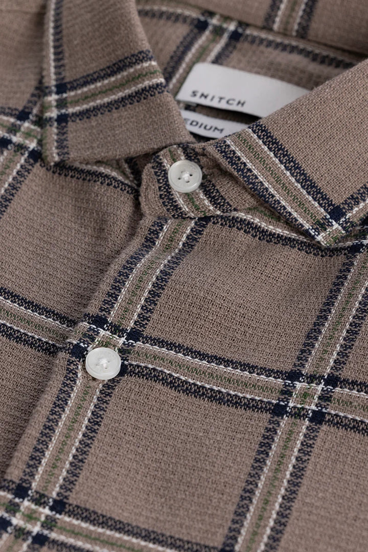 Siren Taupe Brown Checks Shirt