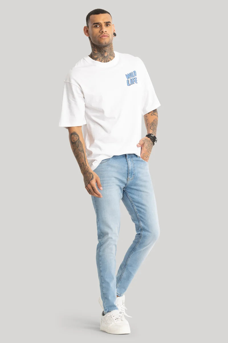 Light Blue Plain Skinny Fit Jeans