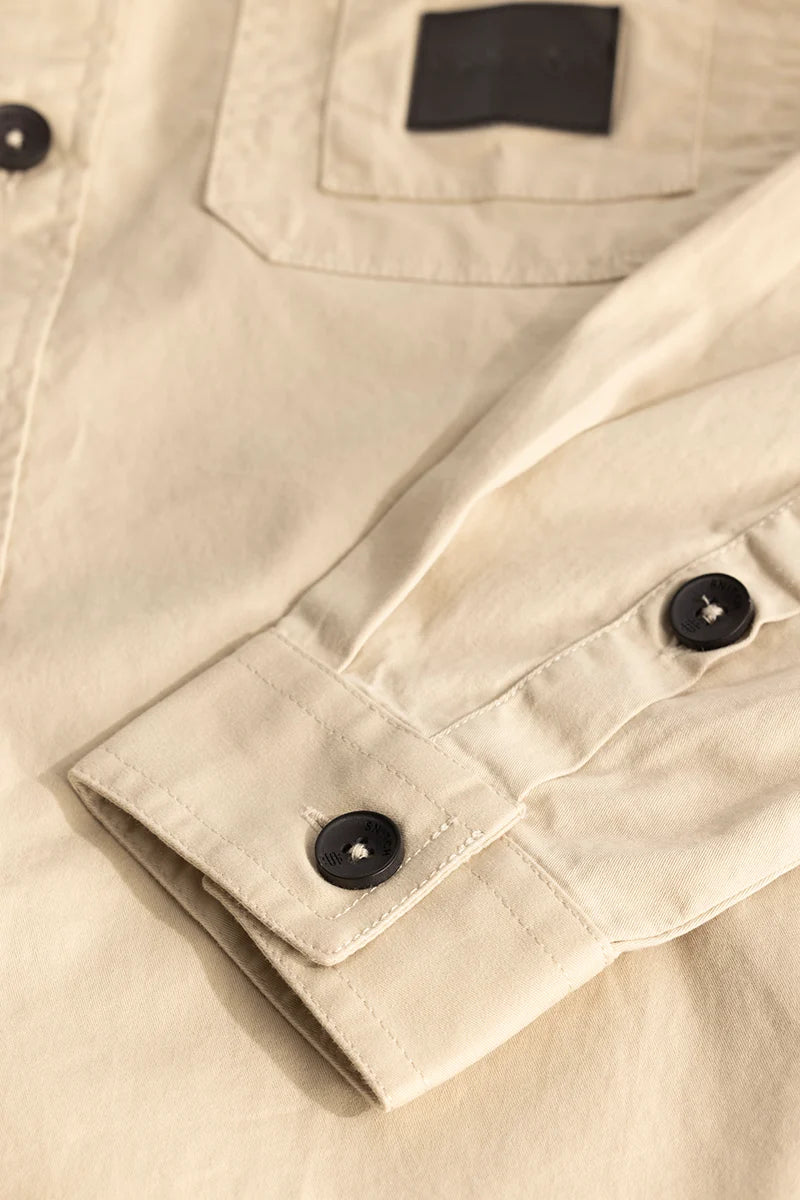 Beige Double Pocket Slim Fit Shirt