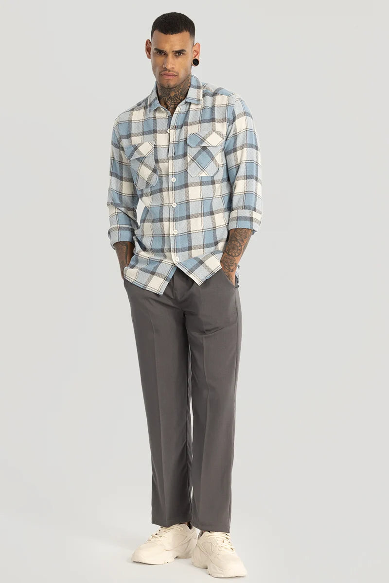 Light Blue Textured Checks shirt