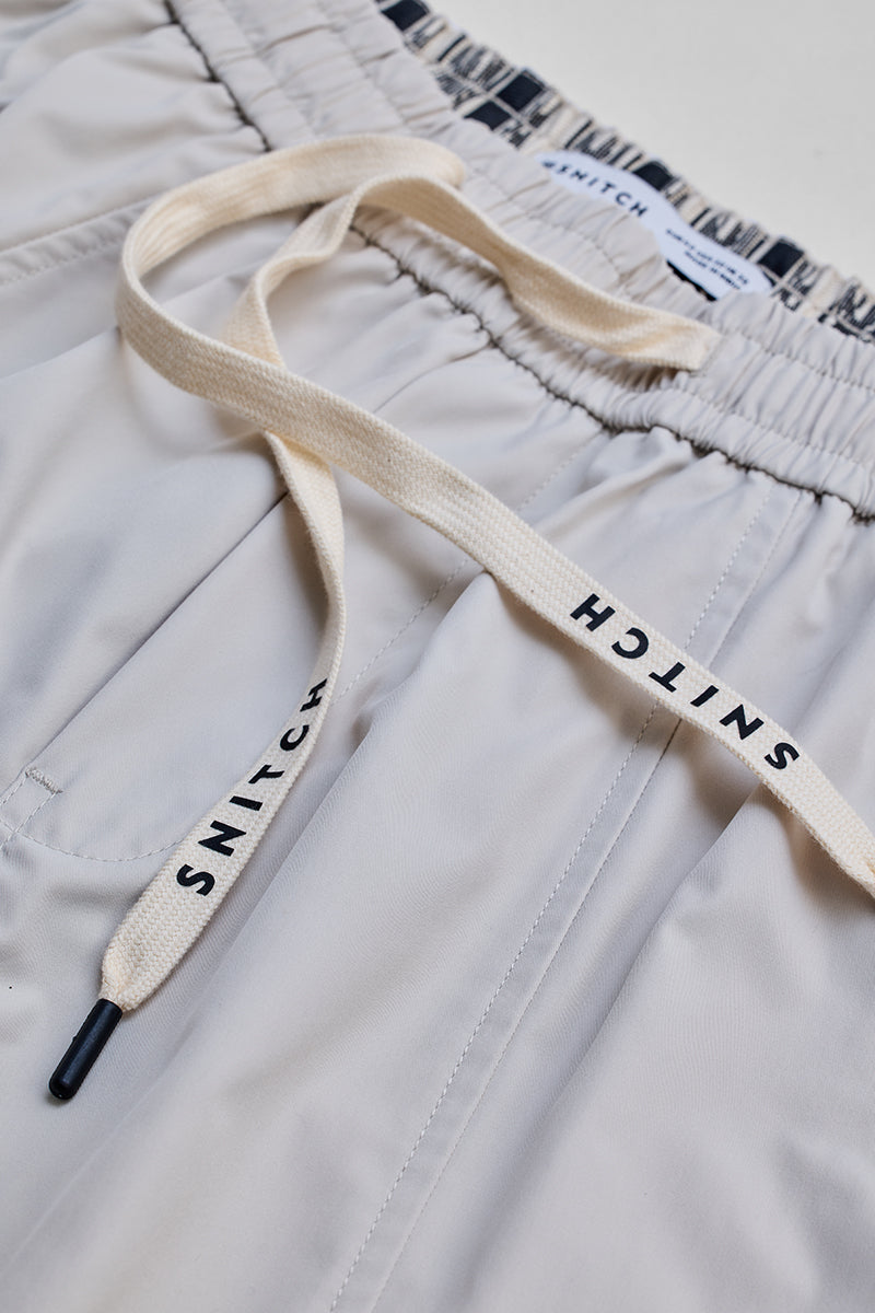 Cream 5 Pockets Slim Fit Joggers