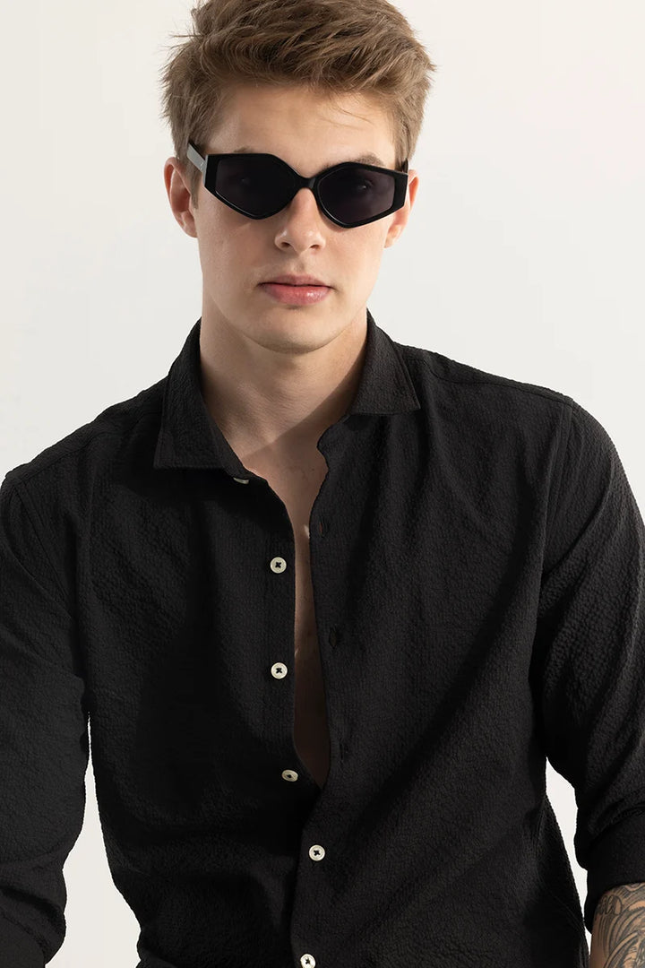 FlexiGarb Textured Black Shirt