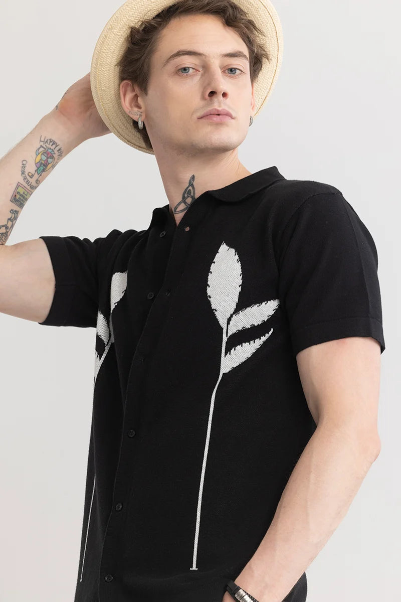 Plumaleaf Black Knitted Shirt