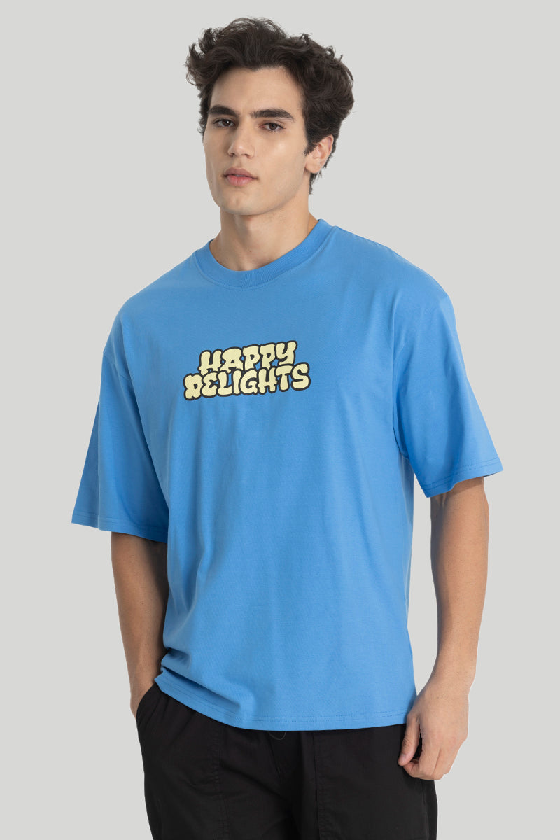 Happy Delights Blue Oversized T-Shirt