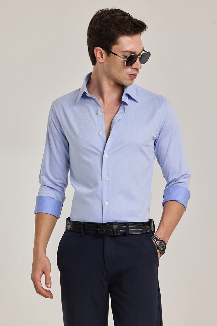 Light Blue Solid Slim Fit Shirt