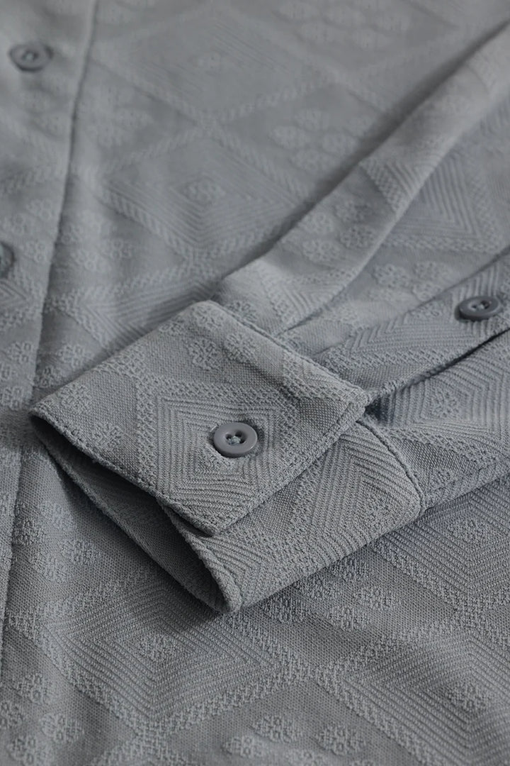 IntricWeave Grey Self-Design Shirt