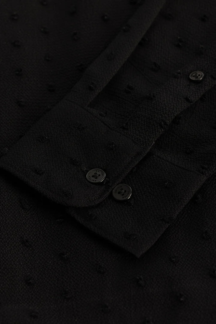 Black Textured Slim Fit Shirt