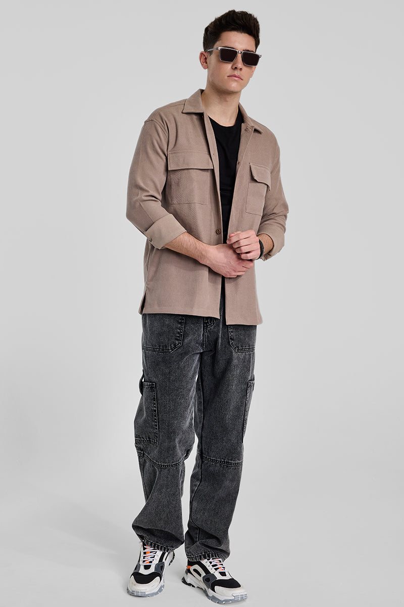 Light Brown Double Pocket Overshirt