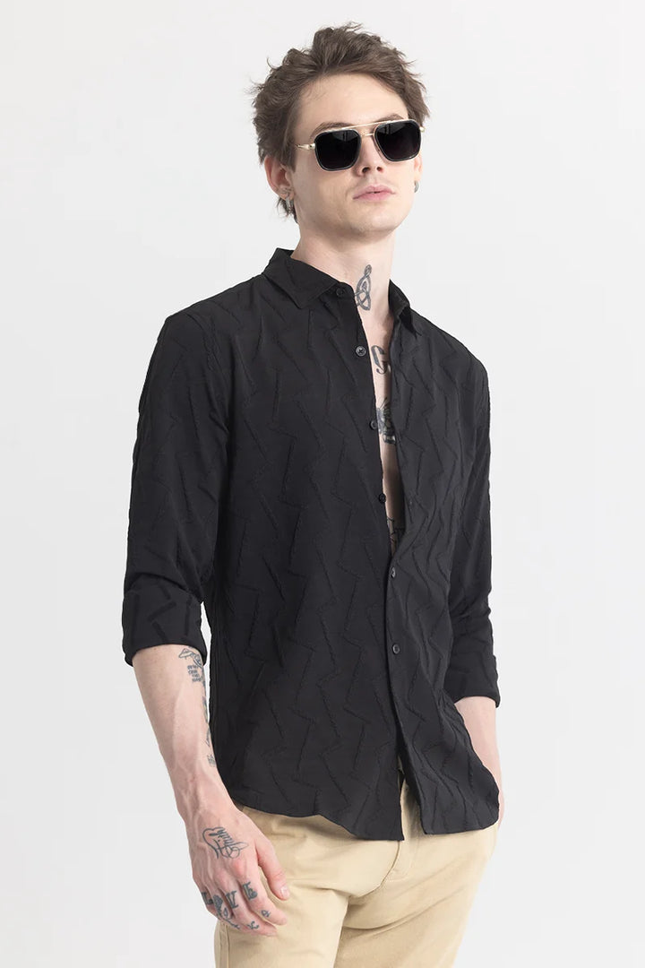 TextuRiche Zigzag Black Shirt