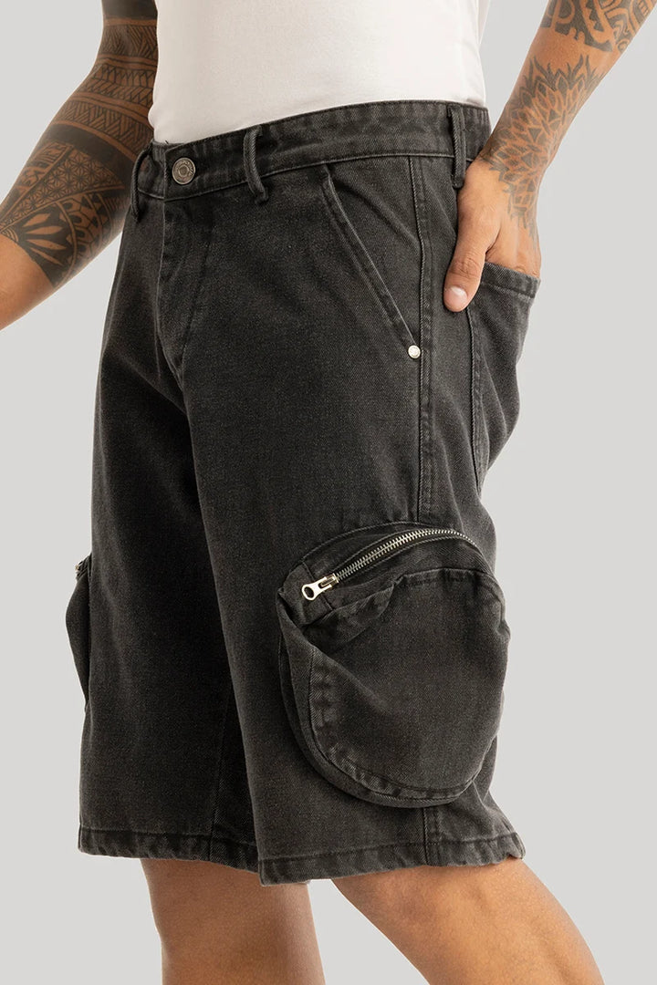 Genevieve Charcoal Grey Cargo Shorts