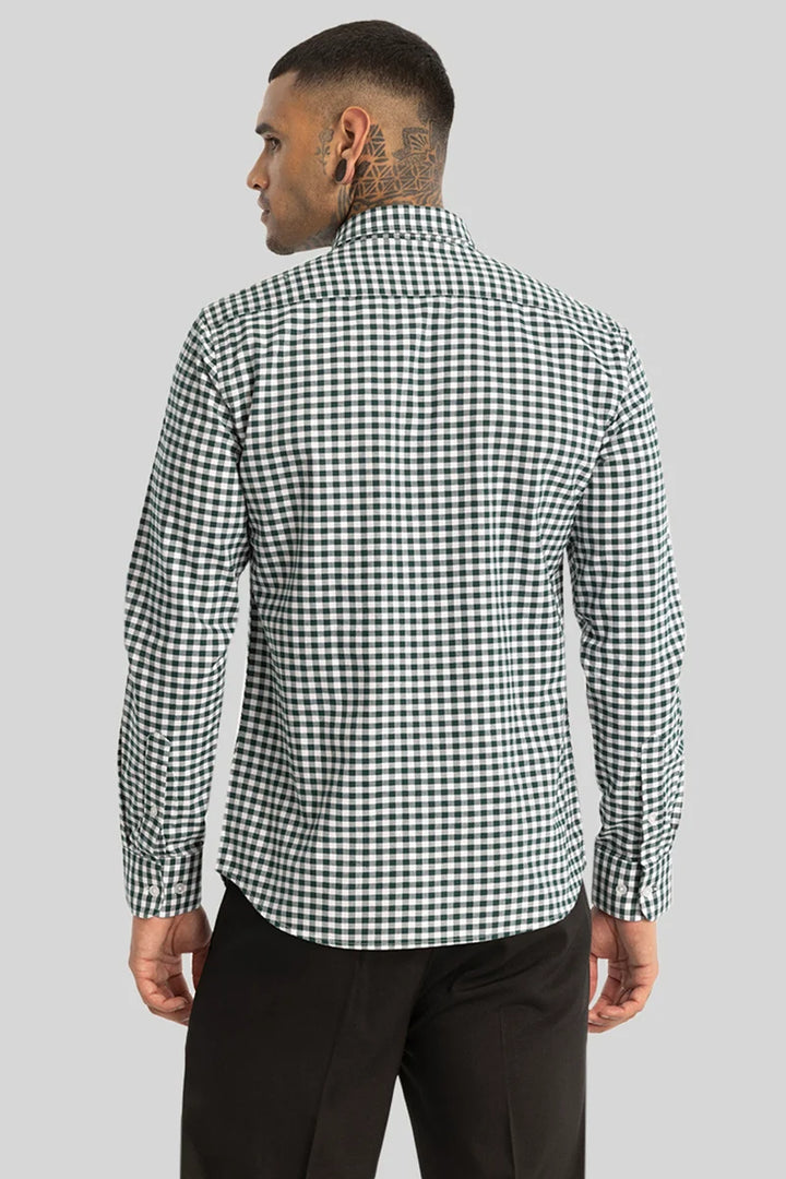 Dark Green Gingham Checks Shirt