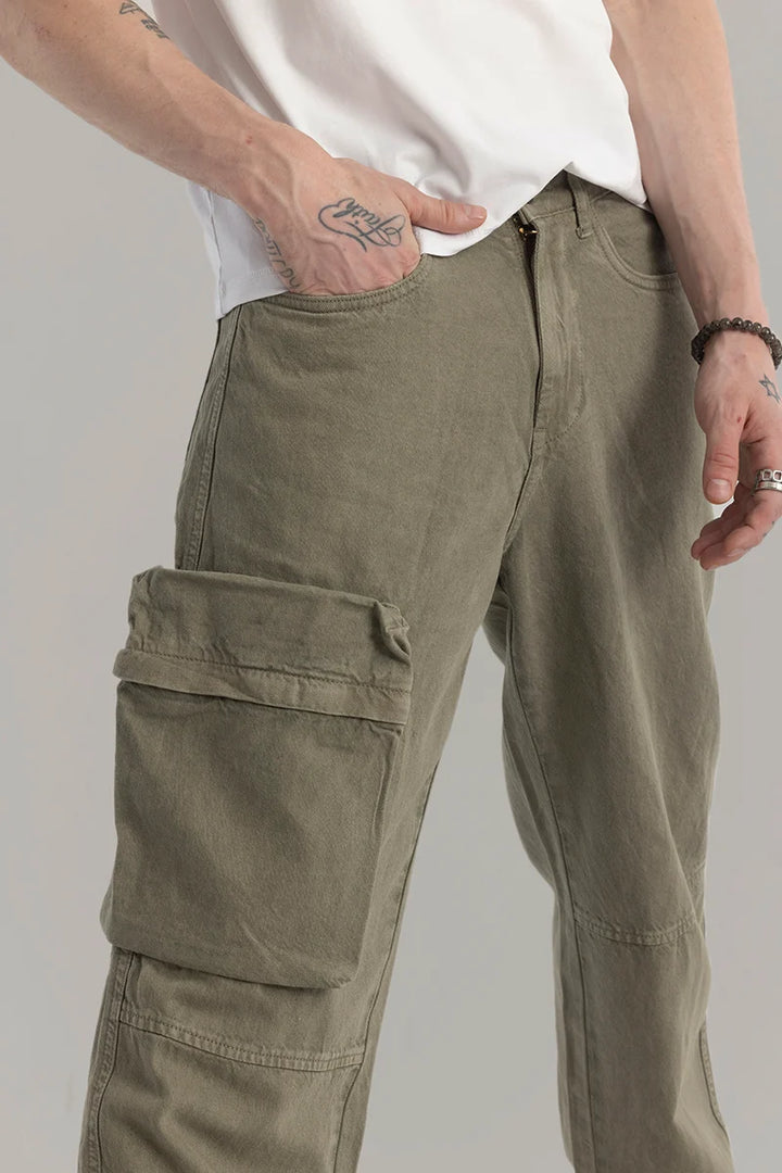 Pockeflex Olive Baggy Cargo Jeans