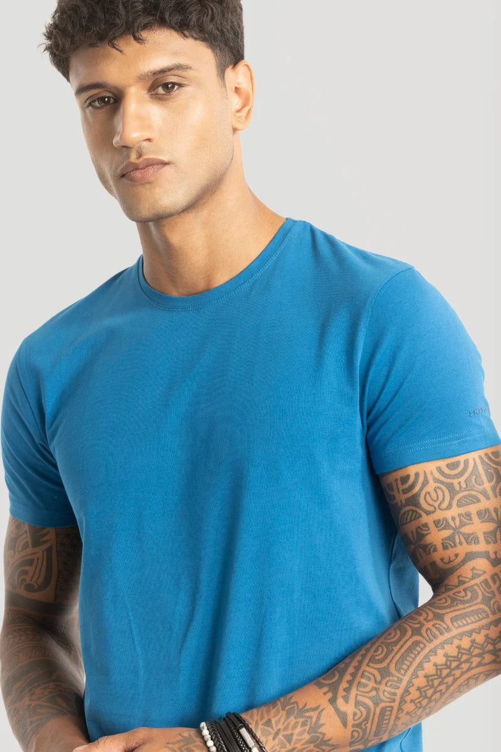 Blue Plain Slim Fit T-Shirt