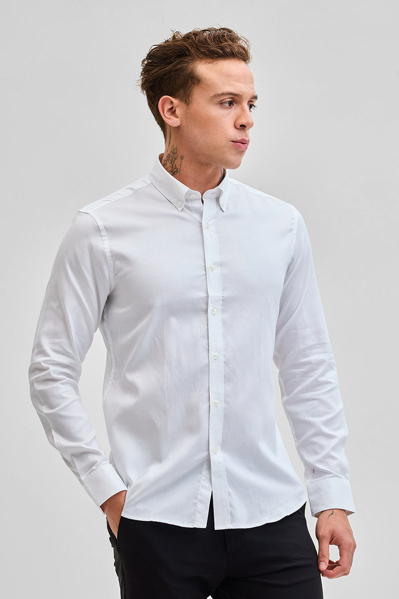 White Solid Twill Shirt