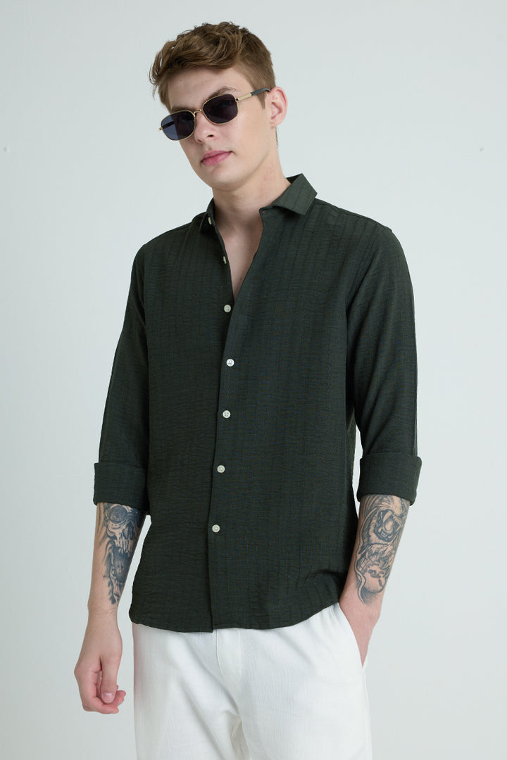 Olive Self Stripe Shirt