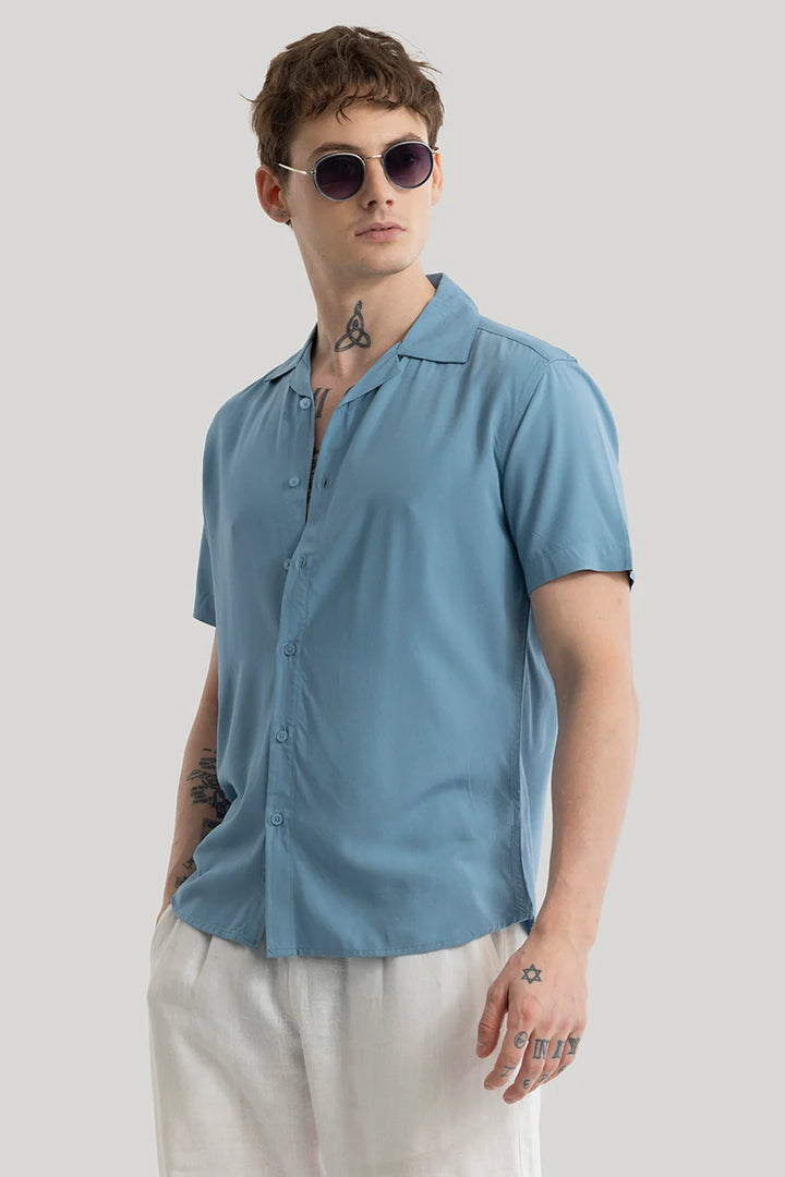 Bianca Blue Plain Shirt