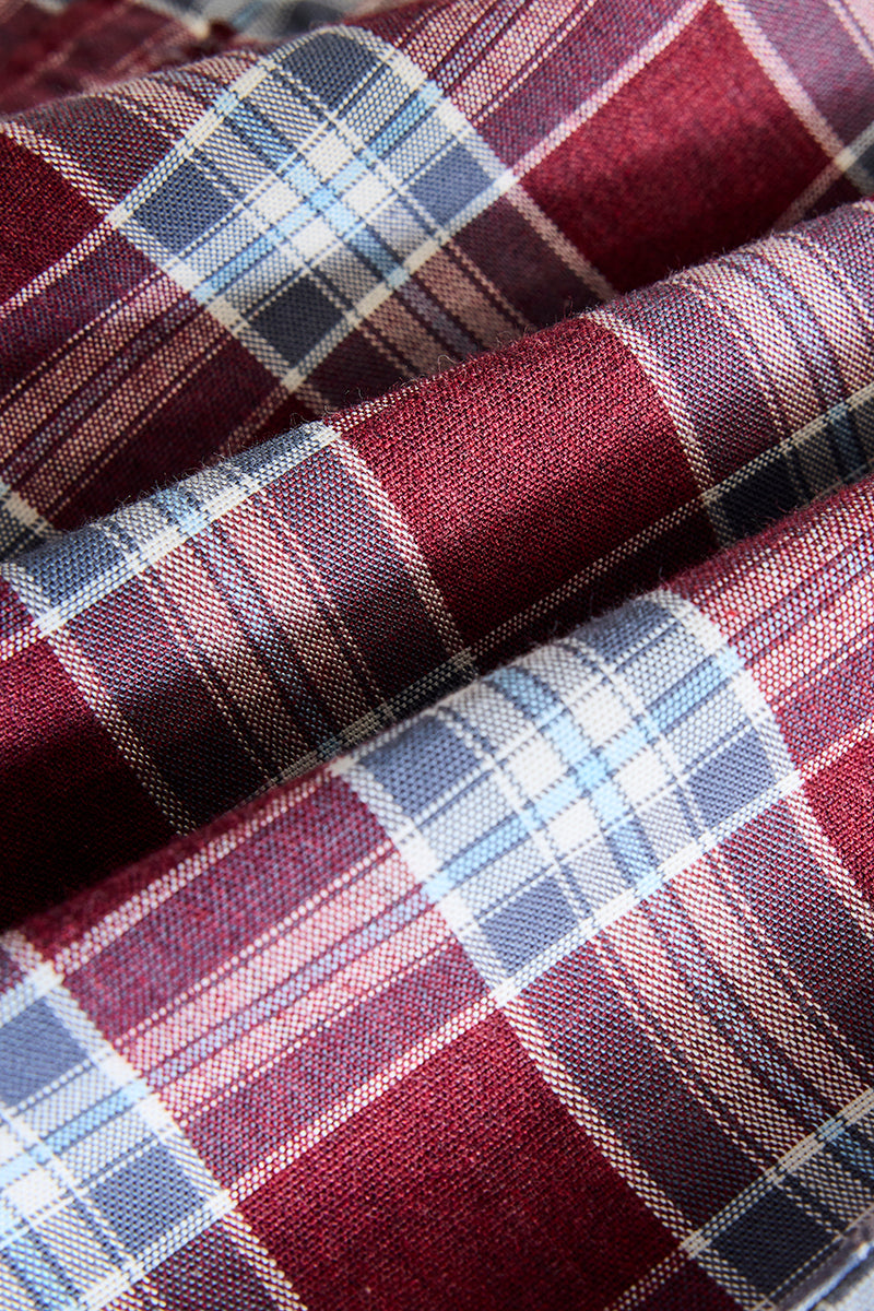 Maroon Checks Slim FIt Shirt