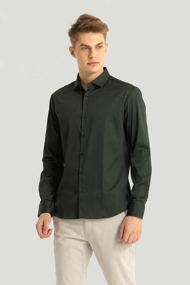 Etnni Dark Green Plain Stitchless Shirt