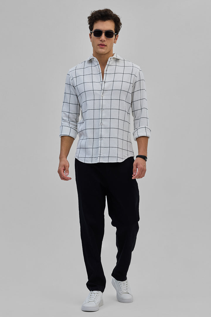 White Textured Checks Shirt