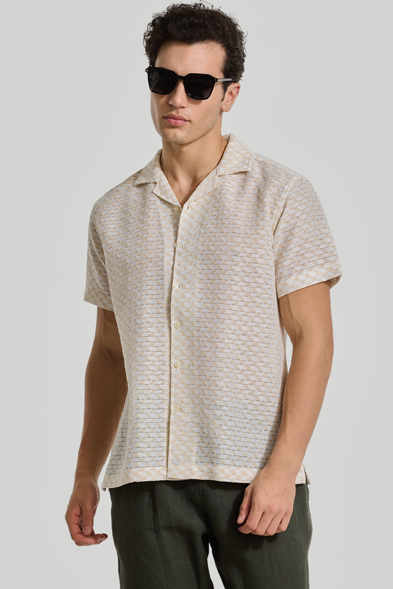 Beige Cuban Crochet Shirt