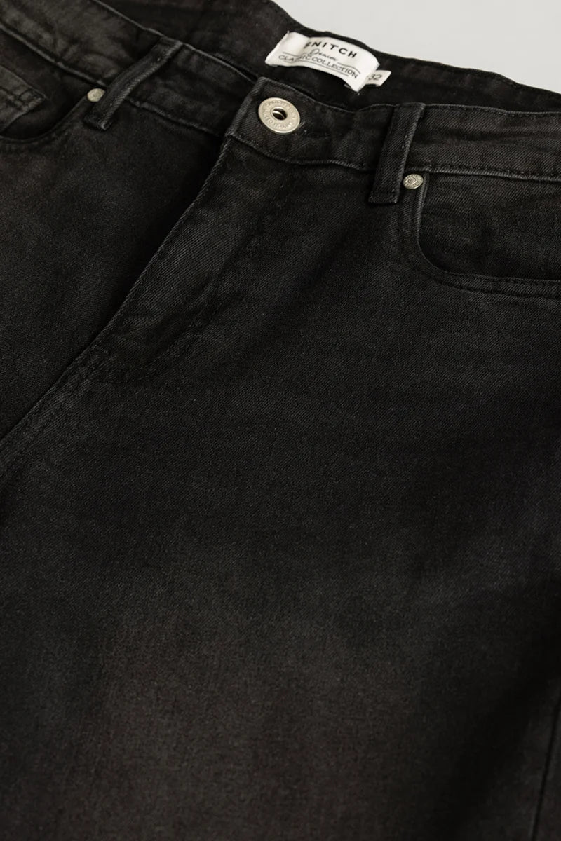 Vertex Charcoal Grey Plain Straight Fit Jeans